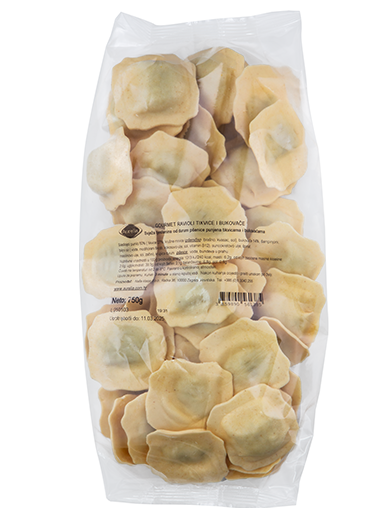 Gourmet ravioli Tikvice i bukovače je proizvod proizveden od pomno odabranih kvalitetnih sirovina.